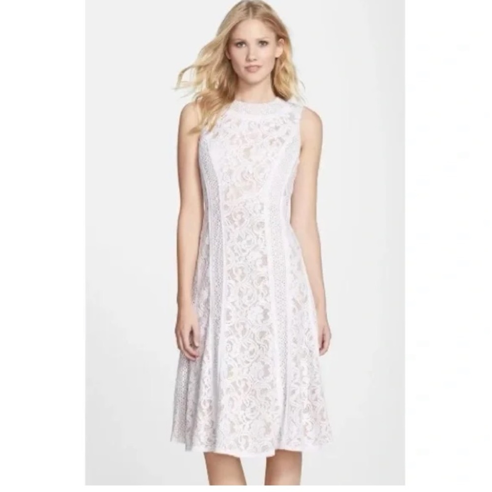 BCBGMaxAzria Avril Cutout Lace Fit & Flare Dress